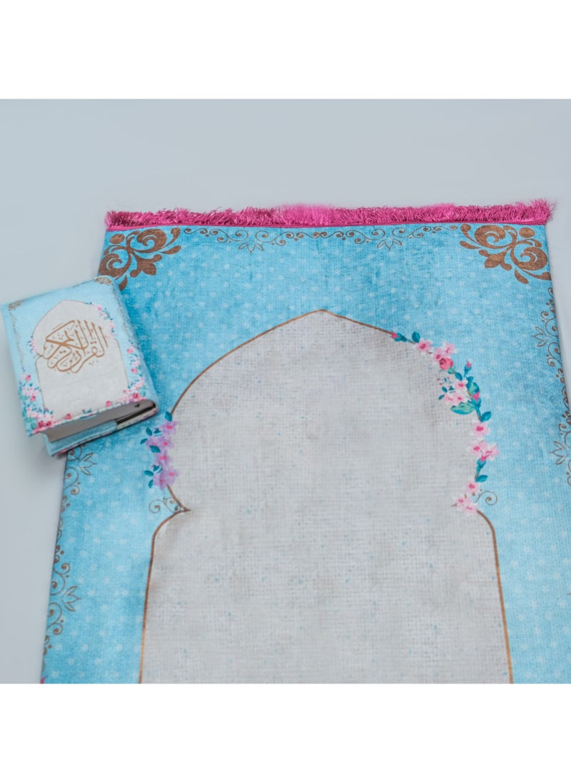 Handmade Vintage Floral Padded Prayer Mat and Quran Cover Set  - Image 2