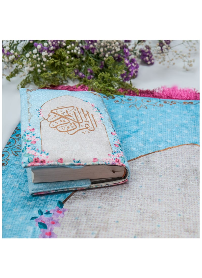 Handmade Vintage Floral Padded Prayer Mat and Quran Cover Set  - Image 3