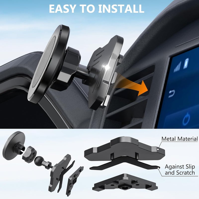 Surfcabin CNC Magnetic Truck Air Vent Phone Holder, Metal Phone Mount Cradles for F150, Compatible with Ford F150 2021-2025 & Super Duty F250 F350 F450 2021-2025 and Most Cellphones - Image 4