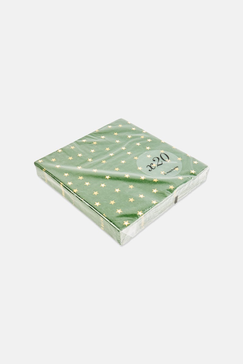 Muy Mucho 20 Pcs Merry Christmas Graphic Print Napkins, Green - Image 2