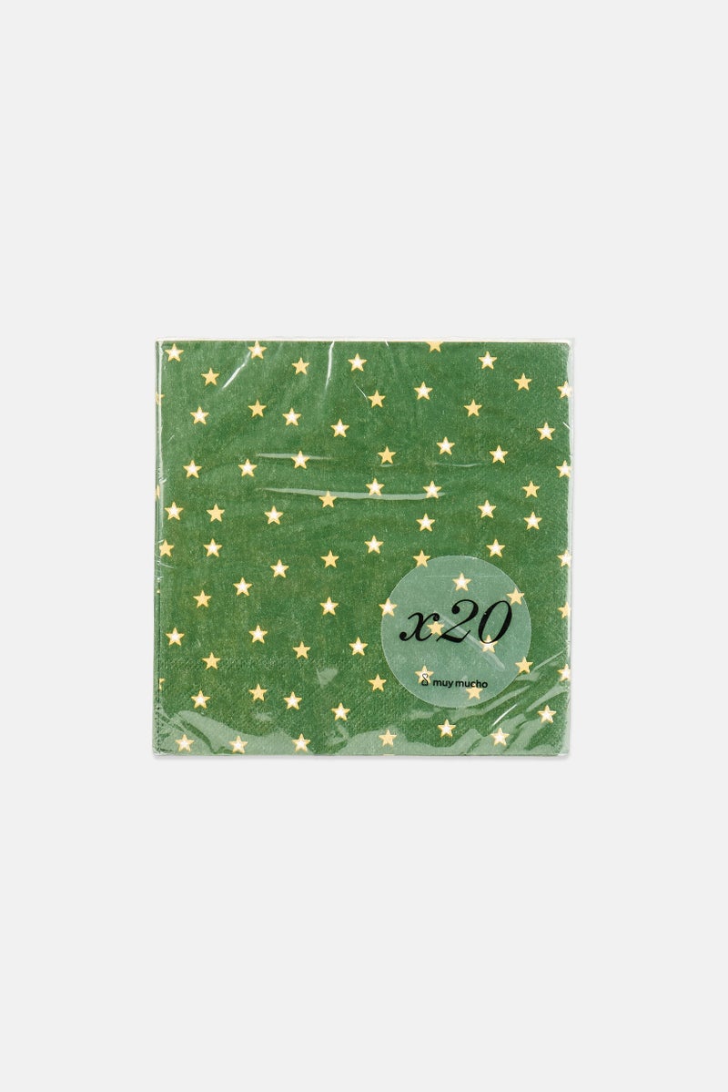 Muy Mucho 20 Pcs Merry Christmas Graphic Print Napkins, Green - Image 1