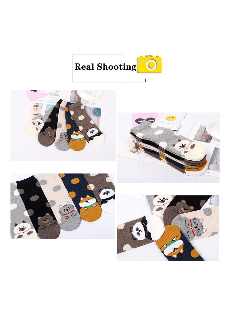SYOSI 5 Pairs Cat Socks for Womens Animal Dog Funny Novelty Cotton Cartoon Long Tube Gifts Women Girls - Image 2