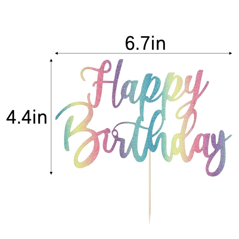 YUINYO Handmade Glitter happy birthday Cake Topper  Happy Birthday Cake Bunting Decor Birthday Party Decoration Supplies (Chroma) - Image 2
