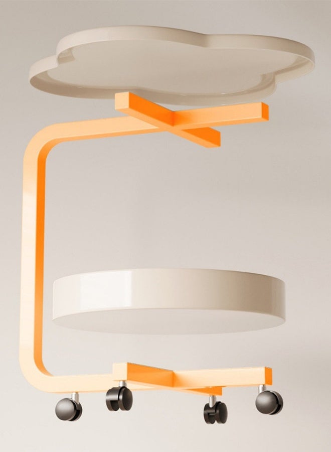 X spring Double-layer Coffee Table Simple Modern Round Service End Table Storage Small Bedside Sofa Table White For Home Living Room - Image 5