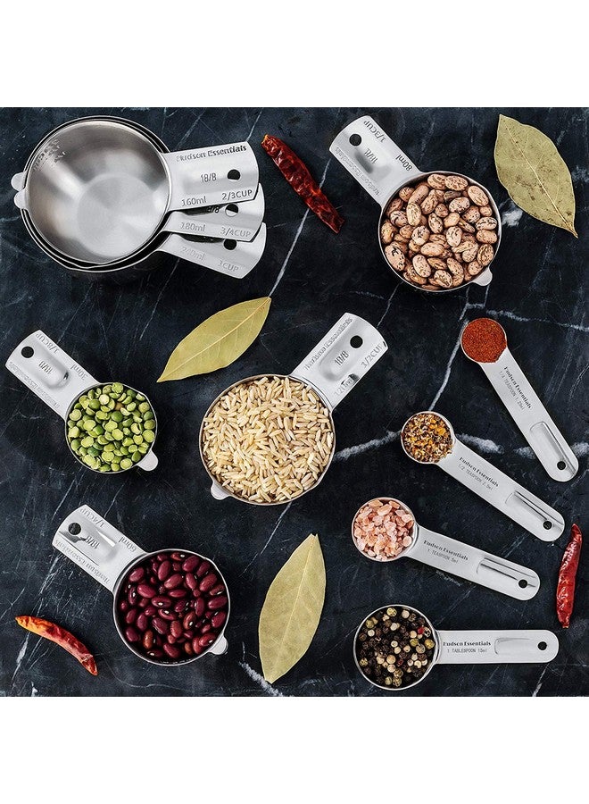 Hudson Essentials Stainless Steel Measuring Cups and Spoons Set - Stackable Set with Spout (11 Piece Set) - Image 4