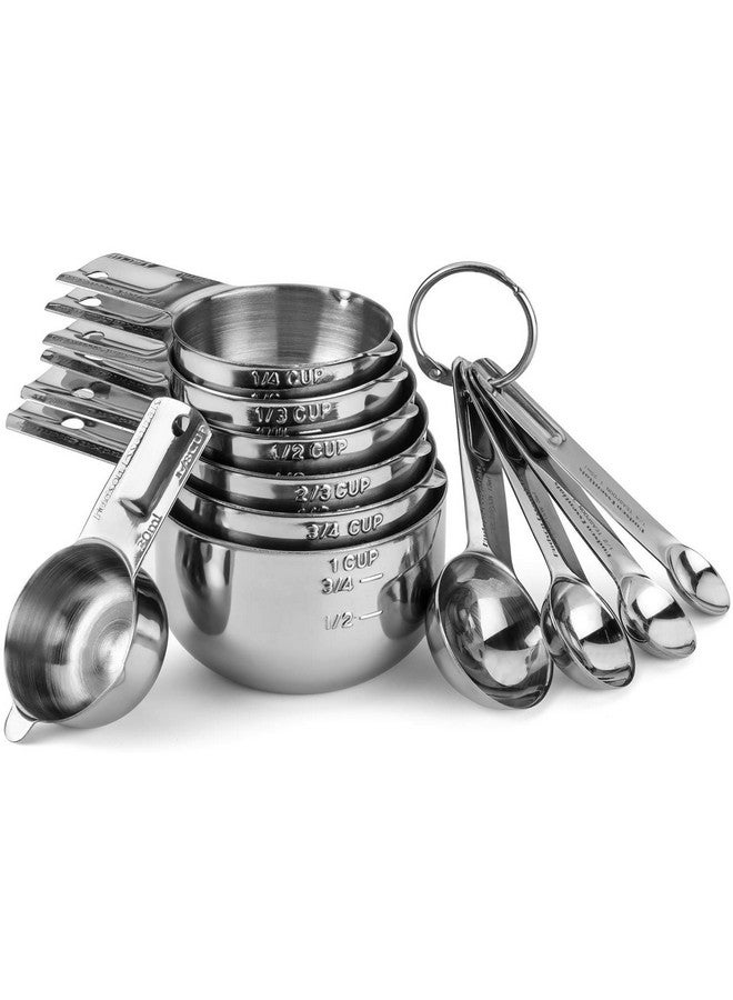 Hudson Essentials Stainless Steel Measuring Cups and Spoons Set - Stackable Set with Spout (11 Piece Set) - Image 1