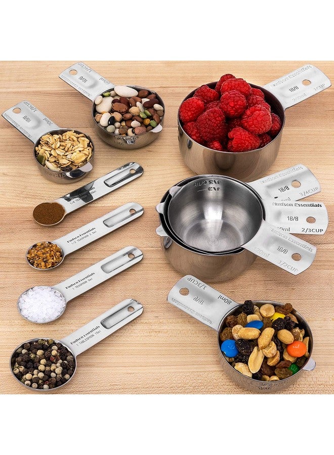 Hudson Essentials Stainless Steel Measuring Cups and Spoons Set - Stackable Set with Spout (11 Piece Set) - Image 2