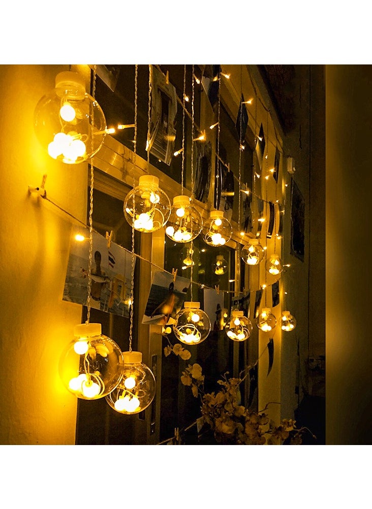 Generic Indoor Outdoor Decoration Wishing Ball String Light Ramadan Eid Christmas Home Decoration Led Ball Shape Flashing Curtain Lights Waterproof Warm White  - Image 1