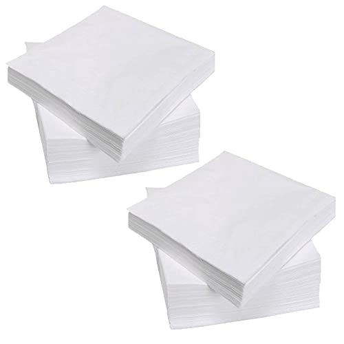 RosyDecor 200 Count Napkins 2 Ply Plain White Beverage Napkins Disposable Four Fold Cocktails Paper Napkins 4.9" X 4.9" folded for Party and Every Day Use - Image 1