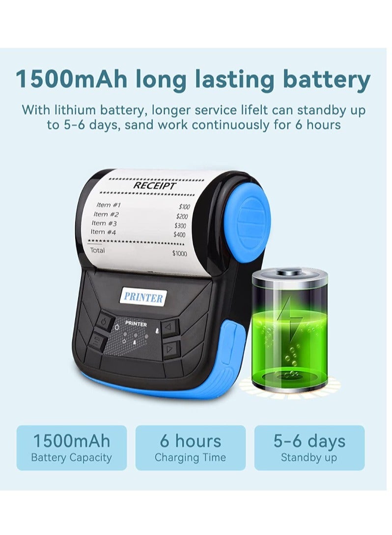 ارواق طابعة لاسلكية 80 مم محمولة وصانع الإيصالات بلوتوث USB طابعة استلام محمولة طابعة فاتورة متنقلة متوافقة مع نظام Android / iOS / Windows ESC / POS Print - Image 4
