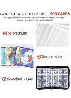 Womdee Carrying Case Binder for Cards, Pokemon cards holder,Card Collector Album Holder Fits 900 Cards with 50 Removable Sheets, Card Binder Collector Album Storage Book Folder for Trading Cards  - Image 3