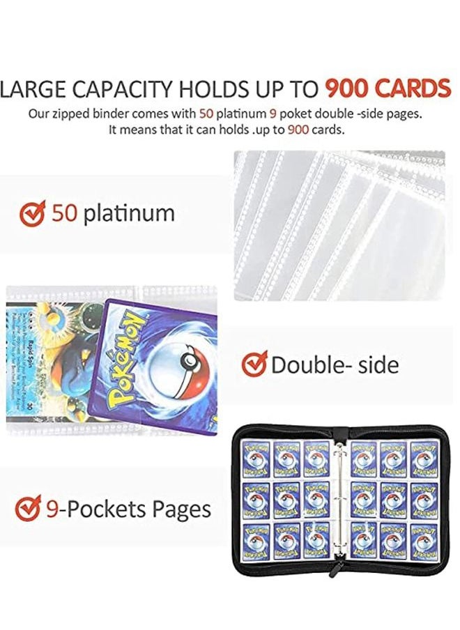 Womdee Carrying Case Binder for Cards, Pokemon cards holder,Card Collector Album Holder Fits 900 Cards with 50 Removable Sheets, Card Binder Collector Album Storage Book Folder for Trading Cards  - Image 3