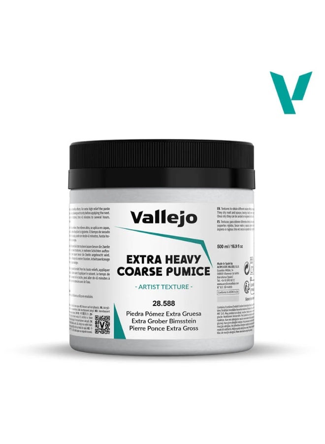 Vallejo Extra Heavy Coarse Pumice 500ml – Thick Texture Gel for Dioramas, Models, Miniatures & Terrain Effects