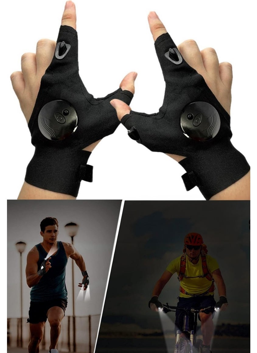 Markafox LED Lighted Gloves LED Lighted Mechanic Fisherman Bicycle Glove Single  - Image 2