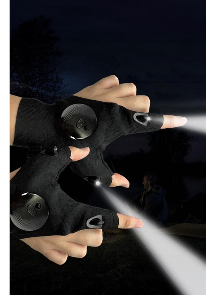 Markafox LED Lighted Gloves LED Lighted Mechanic Fisherman Bicycle Glove Single  - Image 4