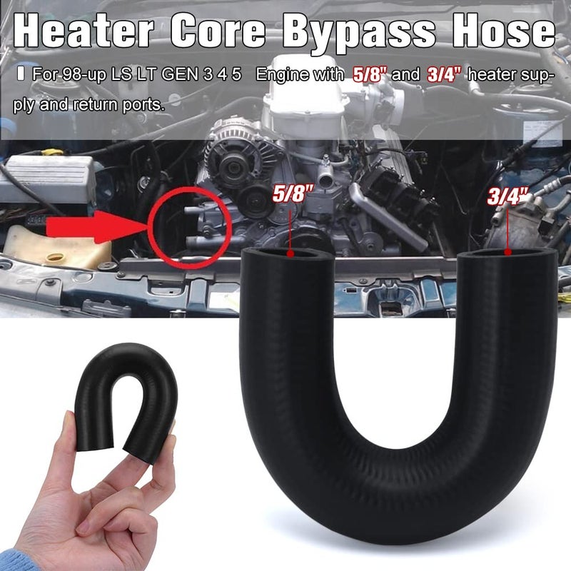 PQY Heater Core Crossover Coolant Hose 5/8" End and 3/4" End with 2PCS Clamps for LS for LT - Image 2