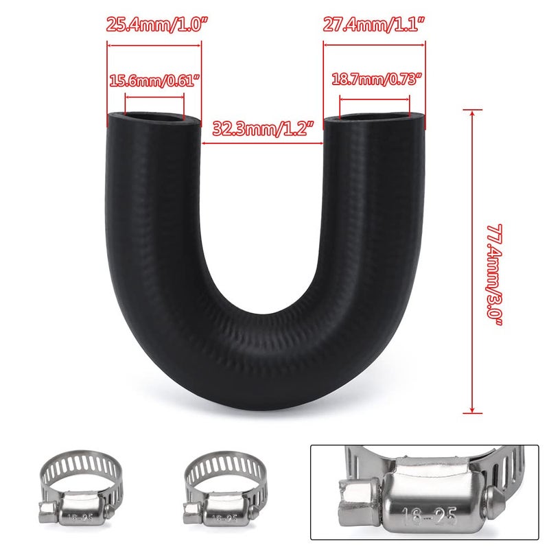 PQY Heater Core Crossover Coolant Hose 5/8" End and 3/4" End with 2PCS Clamps for LS for LT - Image 4