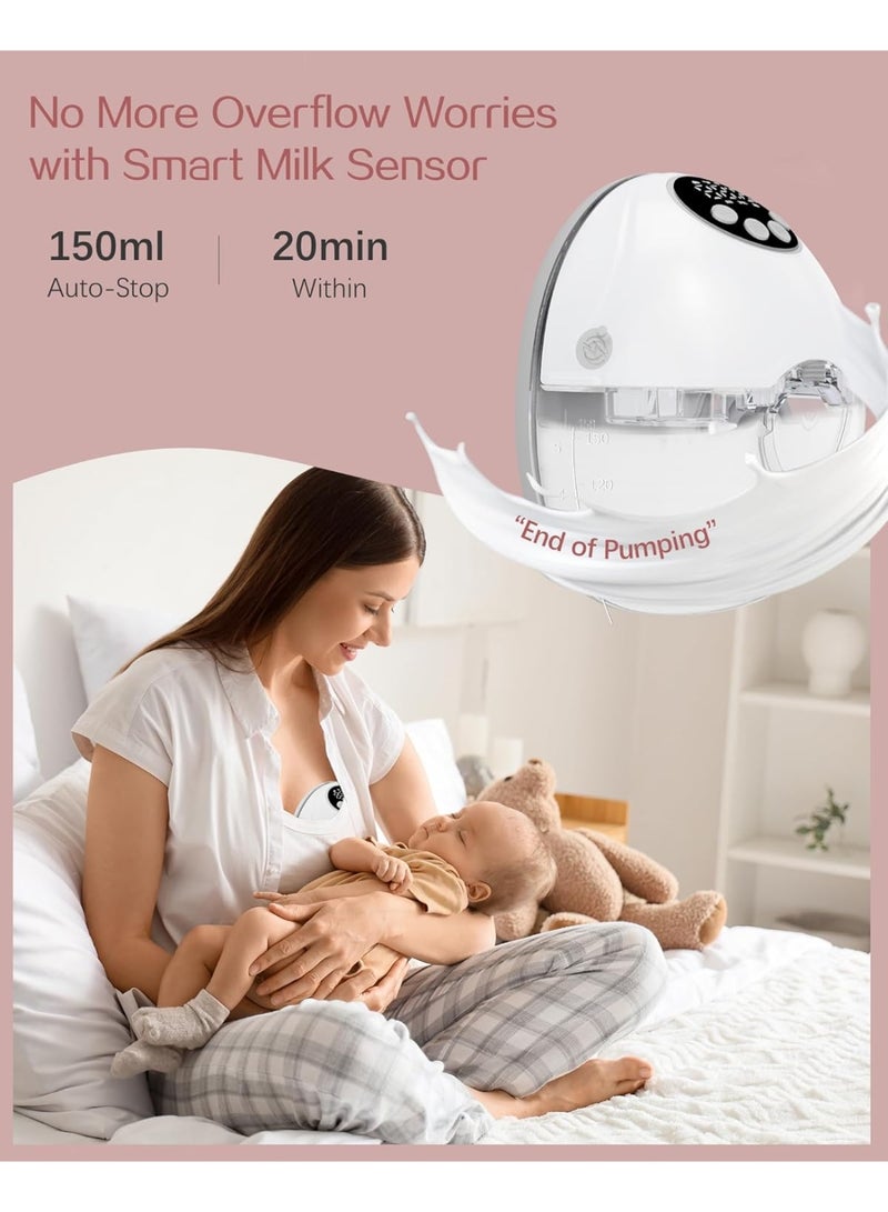 chiteng Hands Free Breast Pump, Wearable Breastfeeding Pump of Baby Heated Dustproof Base, Automatic Voice Prompts, LED Display with 4 Modes &12 Levels, Memory Function - Image 2