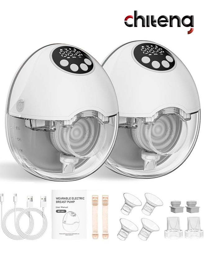 chiteng Hands Free Breast Pump, Wearable Breastfeeding Pump of Baby Heated Dustproof Base, Automatic Voice Prompts, LED Display with 4 Modes &12 Levels, Memory Function - Image 1