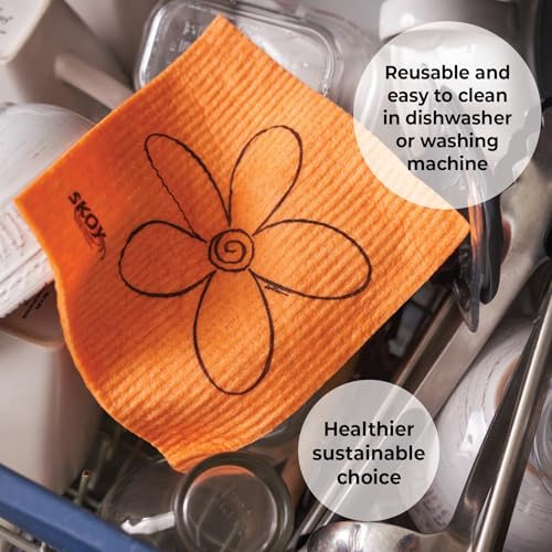 Skoy Cloth, 4-pack Versatile Swedish Dishcloths for Kitchen and Household Use, Reusable Cleaning Cloths, Planet-Friendly, Dishwasher and Dryer-Safe, Assorted Colors - Image 5