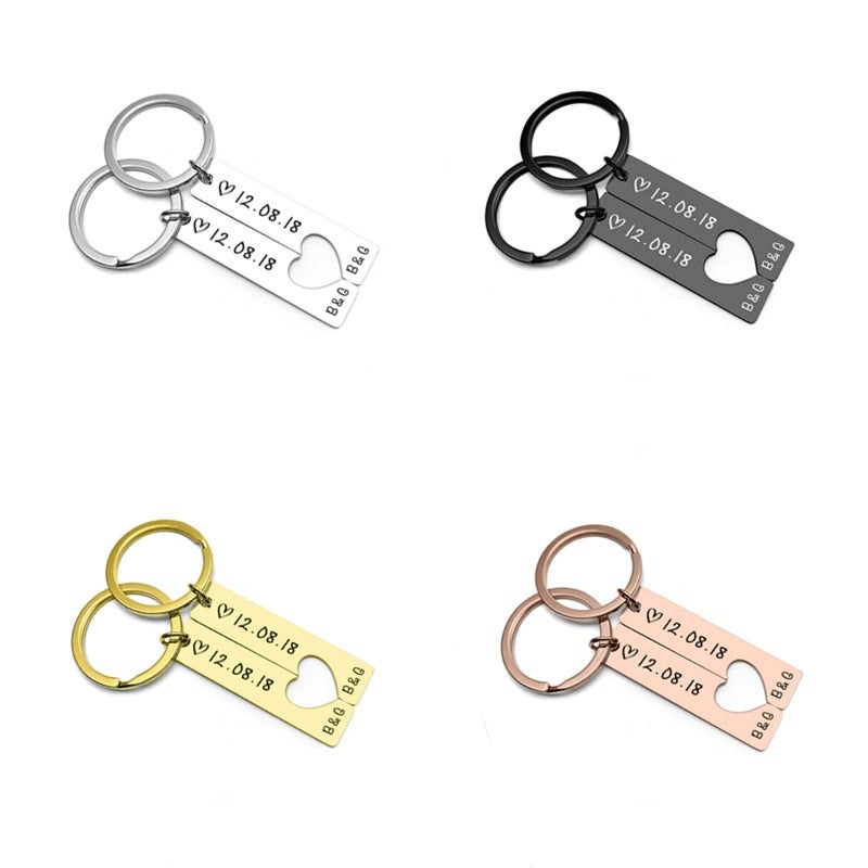 Supply Of Stainless Steel Long Strips With Hearts, Personalized Simple Couple Keychains That Can Be Engraved With Graphics And Texts, Factory Ready Stock - Image 5