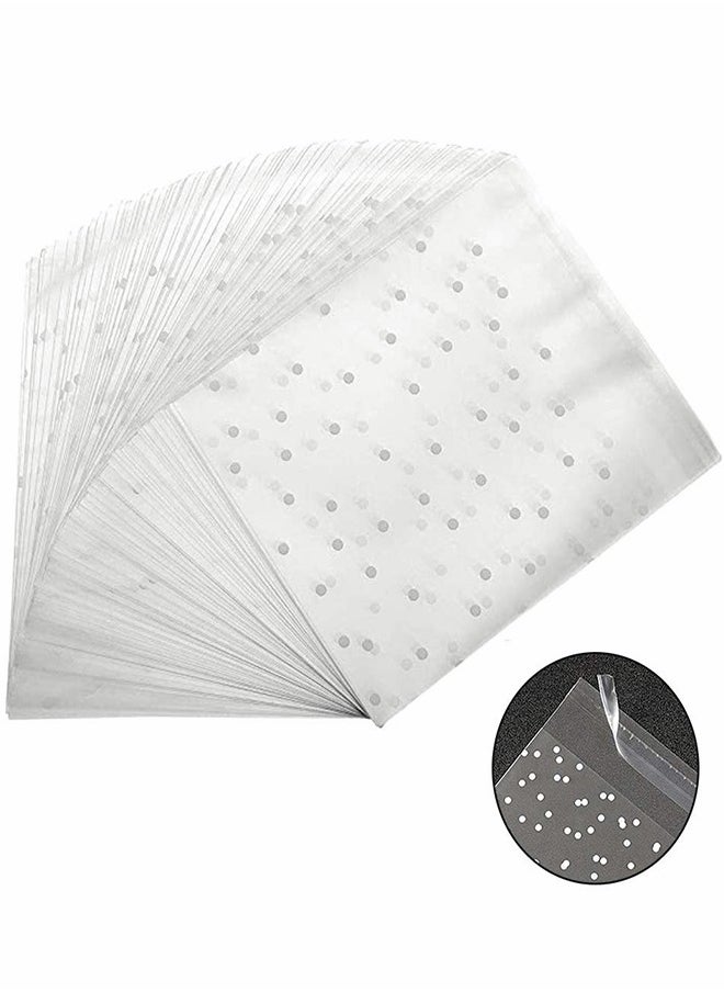 HomarKet 100-Piece Dot Frosted Candy Bags Set Clear/White 14X14cm  - Image 1