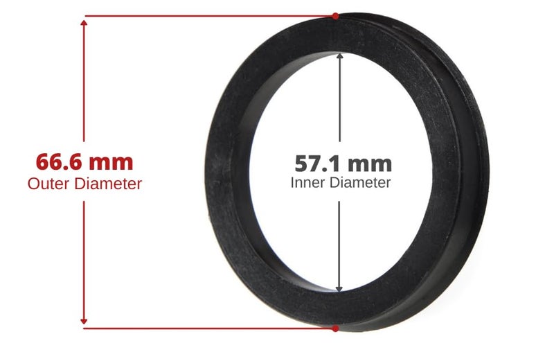 Circuit Performance 66.6mm OD to 57.1mm ID Black Plastic Polycarbonate Hub Centric Rings - Image 4