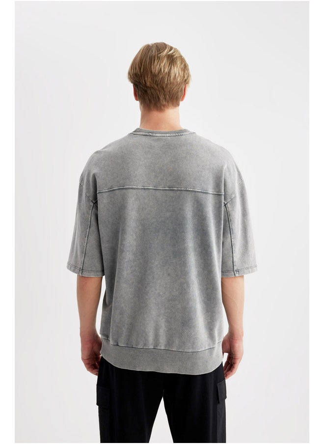 DeFacto - Man Loose Fit Crew Neck Short Sleeve Knitted T-Shirt - Image 1