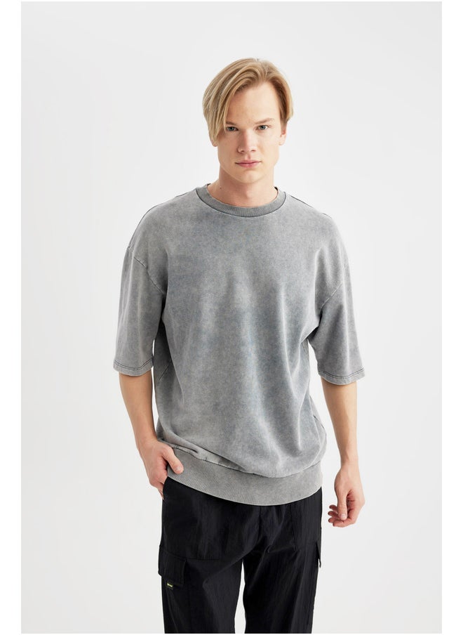 DeFacto - Man Loose Fit Crew Neck Short Sleeve Knitted T-Shirt - Image 1