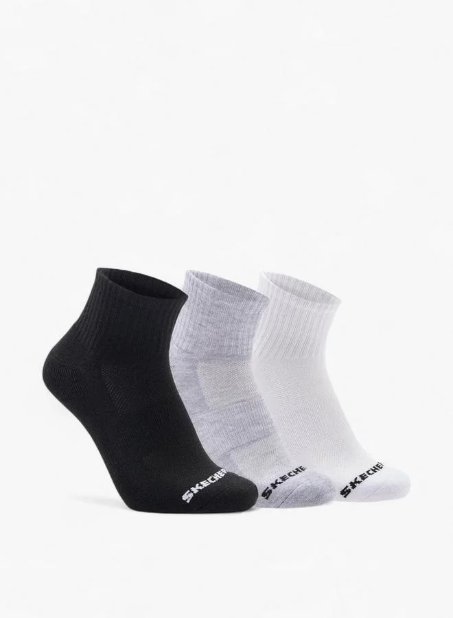 سكيتشرز Men Sports Quarter Crew Length Socks - Set of 3