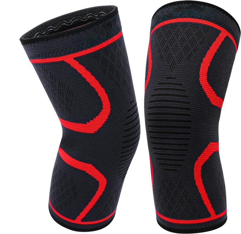 SCIENISH Connectable modular 2-Pack Sports Knee Pads Men's and Women's Knee Pads Running Knee Pads Medical Grade Knee Pads for Meniscus Tears, ACL, Arthritis, Joint Pain Relief. (XL, Red) Classic modern blend design - Image 1