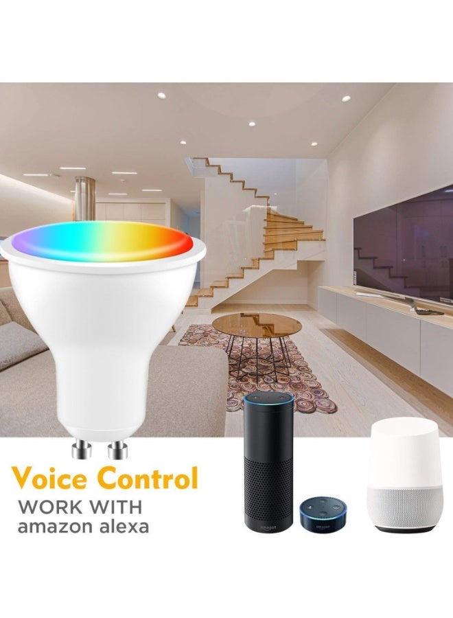 شفاء الحياة مصباح GU10 ذكي بتقنية WiFi وتحكم صوتي + تطبيق، يعمل مع Alexa وGoogle، إضاءة RGB بـ 160000 لون، توقيت ومزامنة موسيقى، مثالي للمنزل والديكور والحفلات  - Image 2