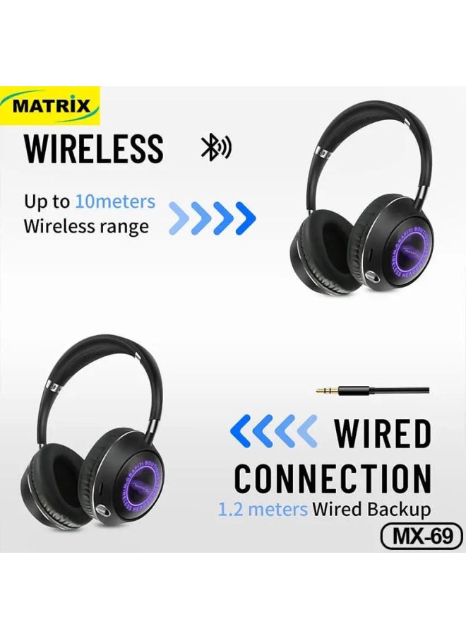 MATRIX Matrix Wireless Headphones - 400 mAh - Black - MX-69  - Image 2