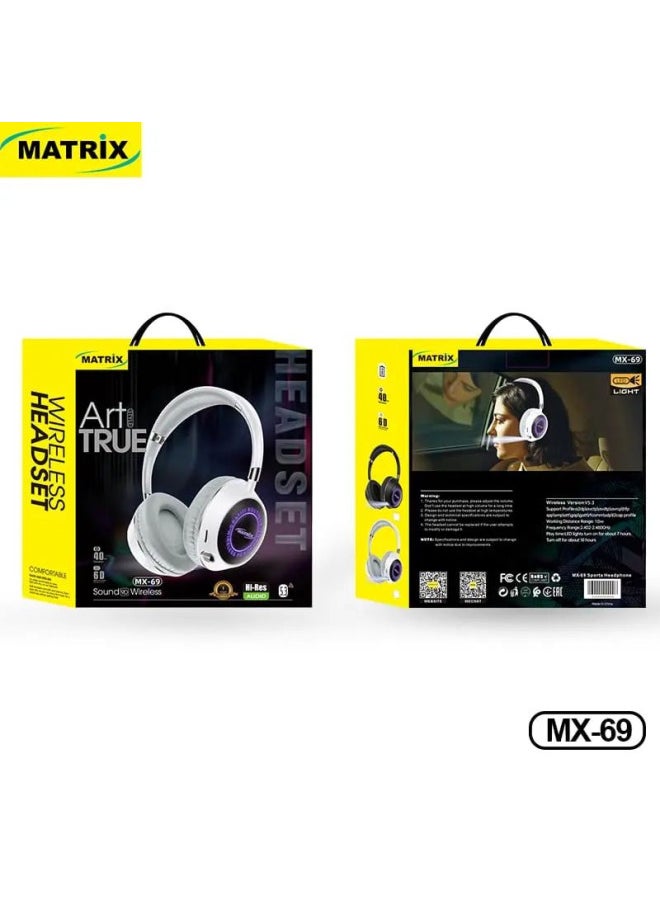 MATRIX Matrix Wireless Headphones - 400 mAh - Black - MX-69  - Image 3