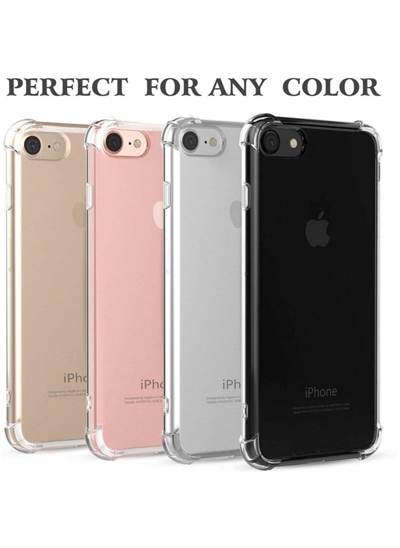 ماركة غير محددة - جراب خلفي لهاتف Apple iPhone 7/8 شفاف كريستالي شفاف مضاد للصدمات 1.5 مللي متر غطاء خلفي من البولي يوريثان مع حماية الحافة الأمامية غطاء فاخر مقاوم للصدمات - Image 1