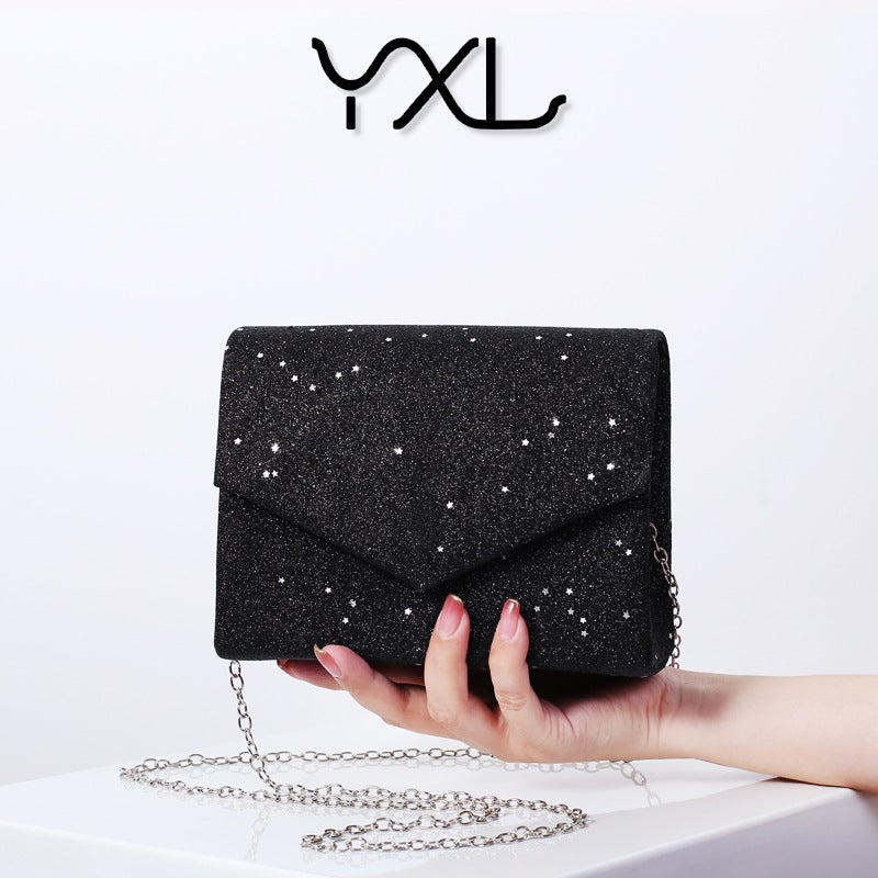 Women's Sparkling Sequin Tri-Fold Clutch Evening Bag with Flap Closure - Image 2