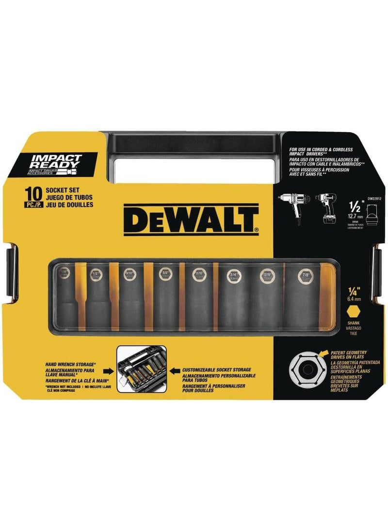 DEWALT DEWALT Impact Socket Set, SAE, 1/2-Inch, 10-Piece (DW22812)  - Image 3