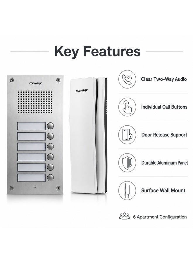 COMMAX Audio Door Intercom System for 6 Apartments - Image 2