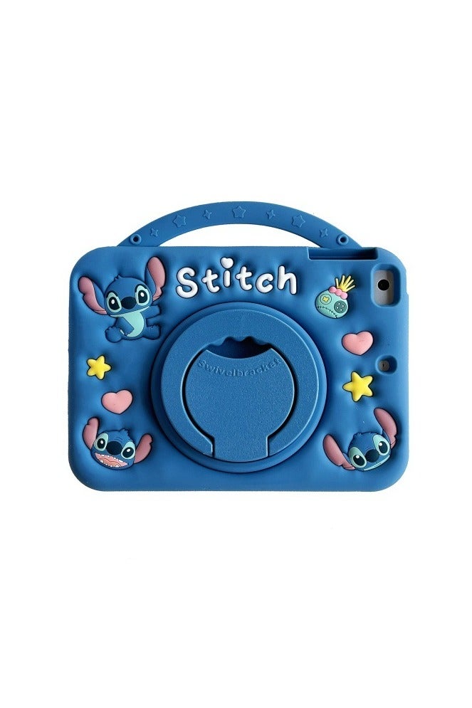 general for Xiaomi Pad 7 /7Pro Case 11.2 Inch Cute Kids Kawaii Cover Boys 3D Cartoon Stitch with Rotating Handle Stand  Soft Silicone Case - Image 1