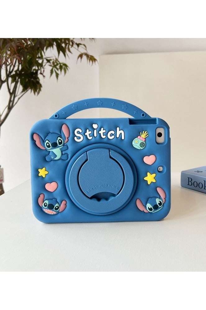 general for Xiaomi Pad 7 /7Pro Case 11.2 Inch Cute Kids Kawaii Cover Boys 3D Cartoon Stitch with Rotating Handle Stand  Soft Silicone Case - Image 2