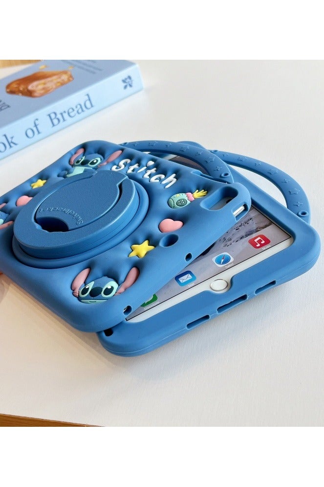 general for Xiaomi Pad 7 /7Pro Case 11.2 Inch Cute Kids Kawaii Cover Boys 3D Cartoon Stitch with Rotating Handle Stand  Soft Silicone Case - Image 3