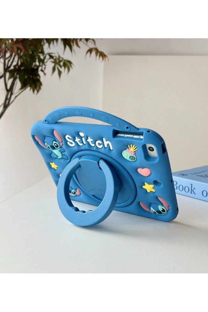 general for Xiaomi Pad 7 /7Pro Case 11.2 Inch Cute Kids Kawaii Cover Boys 3D Cartoon Stitch with Rotating Handle Stand  Soft Silicone Case - Image 5