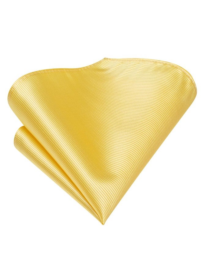 Dubulle Bright Yellow Self Tie Bow Ties for Men Mens Bowtie and Lapel Pin Pocket Square Cufflinks Set Wedding - Image 4