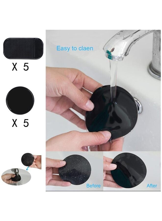 10pack Sticky Pads Removable Silicone Anti-slip Gel Pads Magic Gel Mat Stick to Car Dashboard Glass Mirrors Metal Tile Wall Kitchen Cell Phone Stand Recipe Holder Non-Slip Rug - Image 3