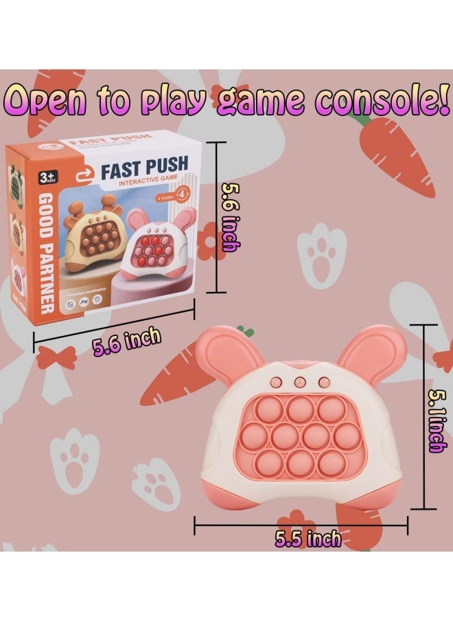 Fast Push Game, Bunny Ear Handheld Speed Push Bubble Game Console, Light up Pop Game Sensory Fidget Toys for Kids, Autism Sensory Toys for Boys Girls Adults, Pink Bunny