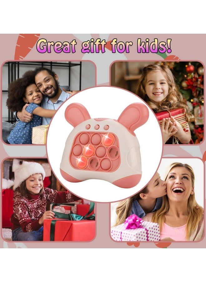 Fast Push Game, Bunny Ear Handheld Speed Push Bubble Game Console, Light up Pop Game Sensory Fidget Toys for Kids, Autism Sensory Toys for Boys Girls Adults, Pink Bunny