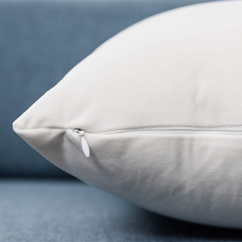 JUSPURBET Cream White Throw Pillow Covers Set of 2 Decorative 26x26 Velvet Pillow Covers for Couch Sofa Bed Soft Cushion Covers Cases with Invisible Zipper for Living Room Home Decor - Image 3