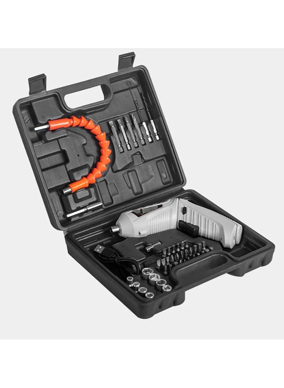 Cordless Power Screwdriver Kit Rechargeable Electric 47pcs Cordless Drill Sets with Bidirectional Button and LED Light Drilling and Keyless No Noise Cordless Screwdriver