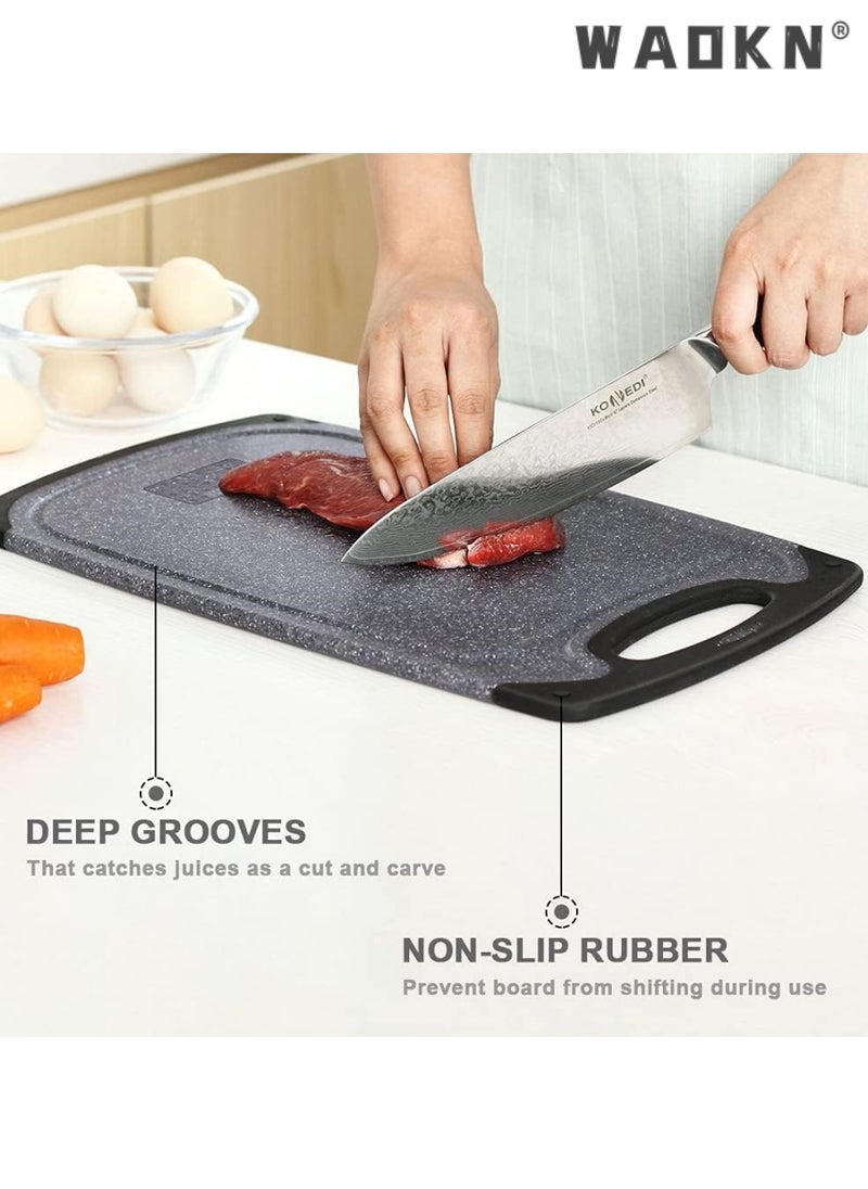 WAOKN Cutting Boards for Kitchen, Plastic Chopping Board Set of 3 with Non-Slip Feet, Juice Grooves, Easy Grip Handle, BPA Free, Non-porous, Dishwasher Safe, Multiple Sizes (Black，Grind Function)  - Image 5