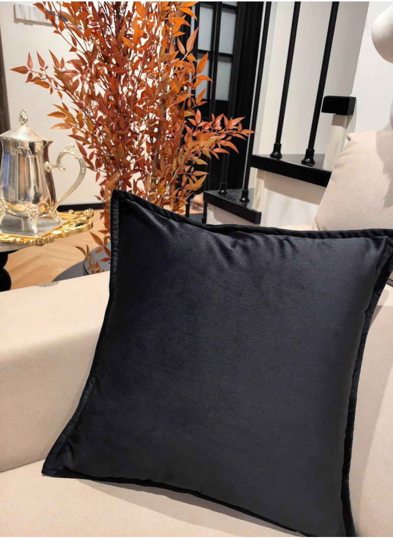 Generic Pack of 2, Noble Black Velvet Square Throw Pillow Cover Cushion Covers Pillowcase, Home Decorations for Sofa Couch Bed Chair 18x18 Inch(45x45 cm)  - Image 2